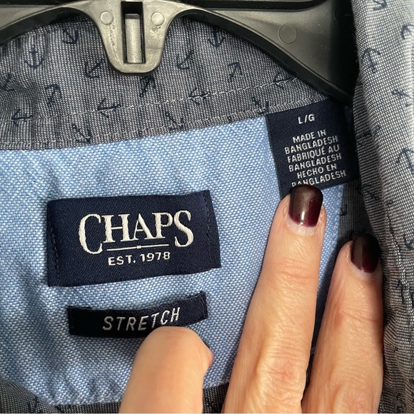 **4/$12** Chaps Men's Short Sleeve Button Down Collar Shirt w/Anchors Size Large - Picture 3 of 8